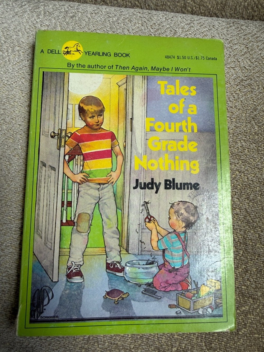 Vintage Judy Blume, Tales of a Fourth Grade Nothing Paperback, copyright 1972